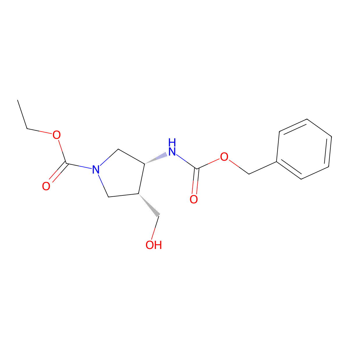 rac-ethyl (3R,4R)-3-{[(benzyloxy)carbonyl]amino}-4-(hydroxymethyl)pyrrolidine-1-carboxylate molecular structure, CAS 2679825-46-6