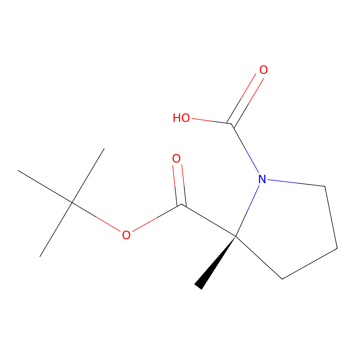 (2R)-2-[(tert-butoxy)carbonyl]-2-methylpyrrolidine-1-carboxylic acid molecular structure, CAS 2679825-57-9