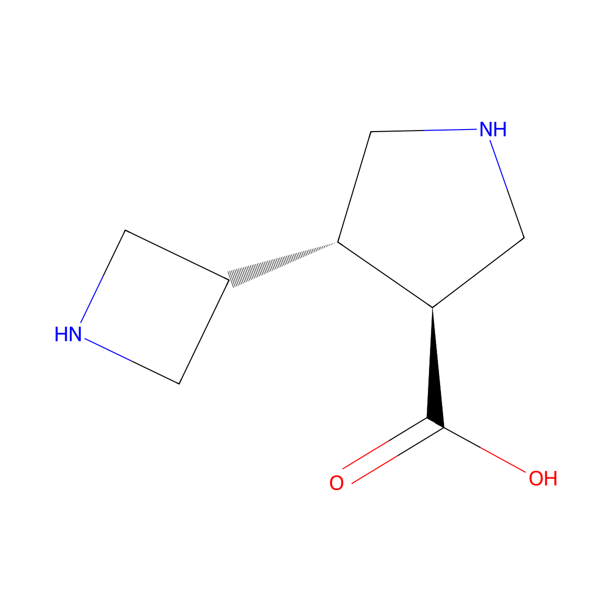rac-(3R,4R)-4-(azetidin-3-yl)pyrrolidine-3-carboxylic acid molecular structure, CAS 2679825-58-0