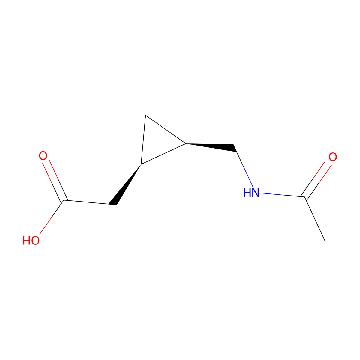 rac-2-[(1R,2R)-2-(acetamidomethyl)cyclopropyl]acetic acid molecular structure, CAS 2679825-64-8