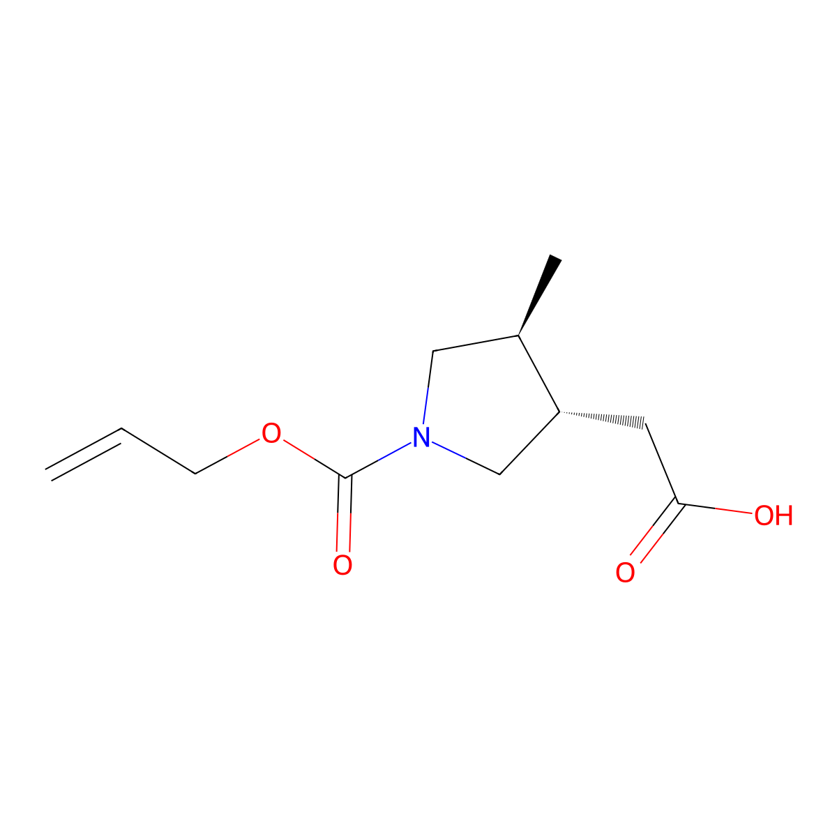 rac-2-[(3R,4R)-4-methyl-1-[(prop-2-en-1-yloxy)carbonyl]pyrrolidin-3-yl]acetic acid molecular structure, CAS 2679825-65-9
