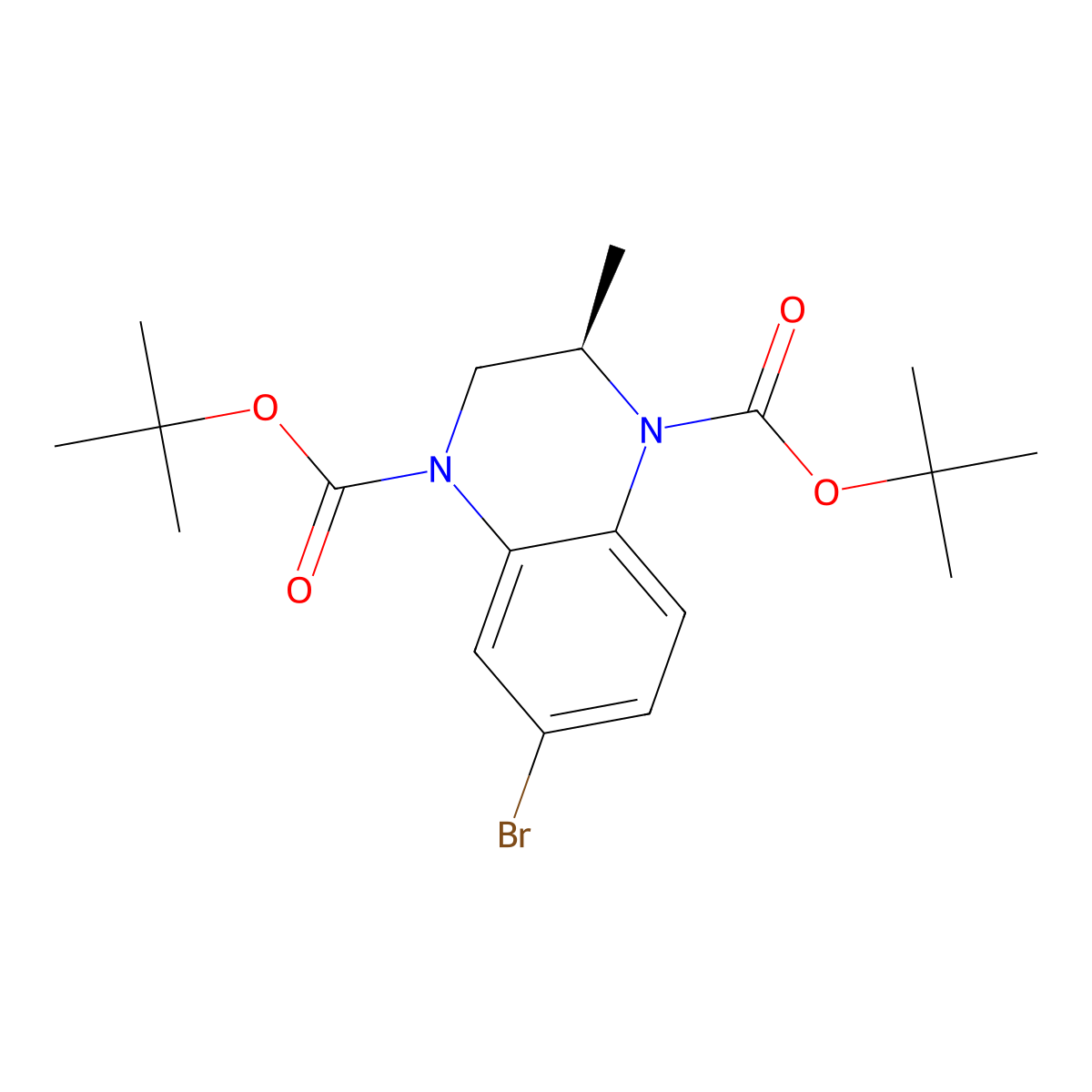 1,4-di-tert-butyl (2R)-6-bromo-2-methyl-1,2,3,4-tetrahydroquinoxaline-1,4-dicarboxylate molecular structure, CAS 2679825-84-2