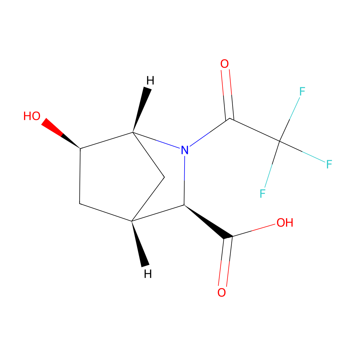 rac-(1R,3R,4S,6R)-6-hydroxy-2-(2,2,2-trifluoroacetyl)-2-azabicyclo[2.2.1]heptane-3-carboxylic acid molecular structure, CAS 2679825-85-3