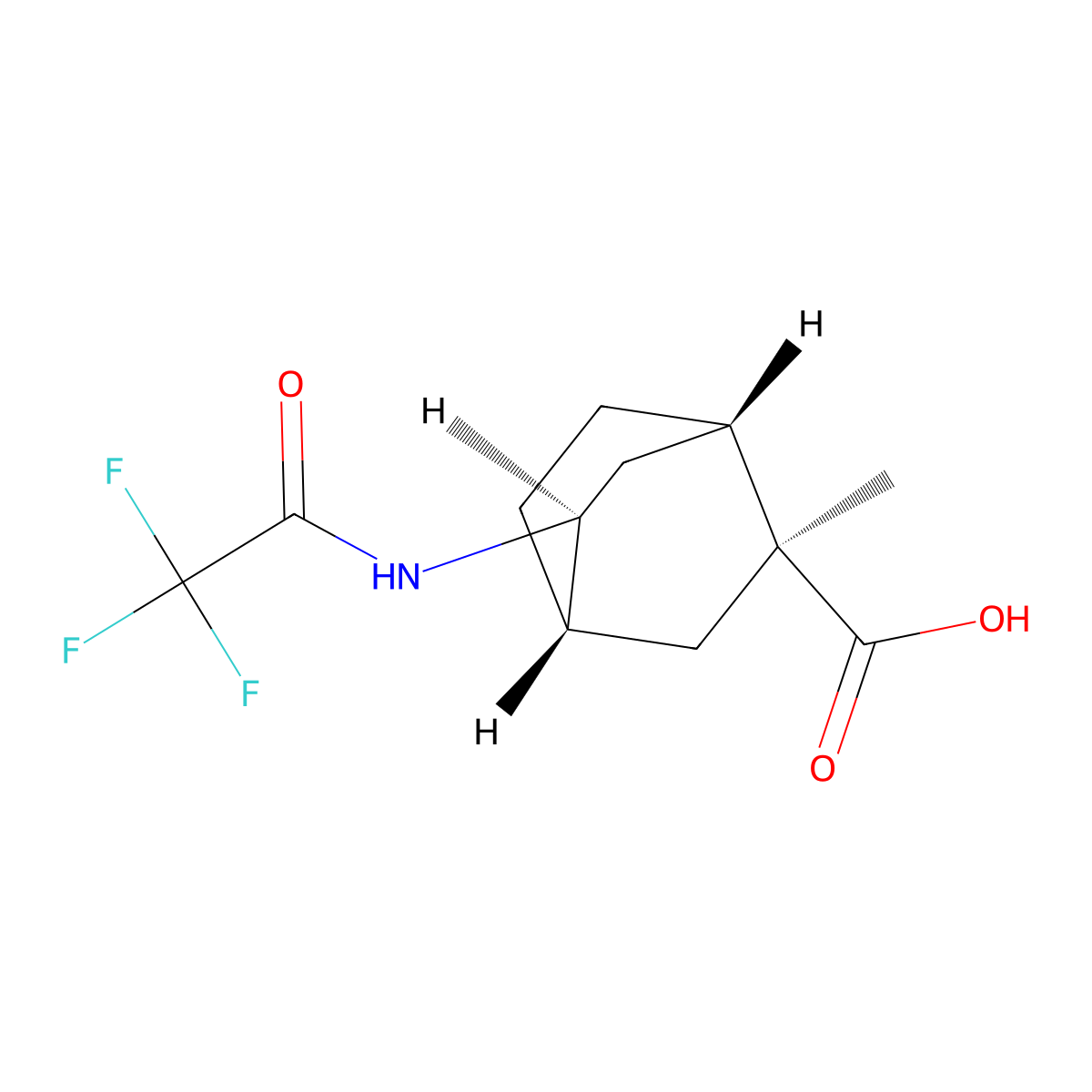 rac-(1R,2R,4R,5R)-2-methyl-5-(2,2,2-trifluoroacetamido)bicyclo[2.2.2]octane-2-carboxylic acid molecular structure, CAS 2679825-87-5