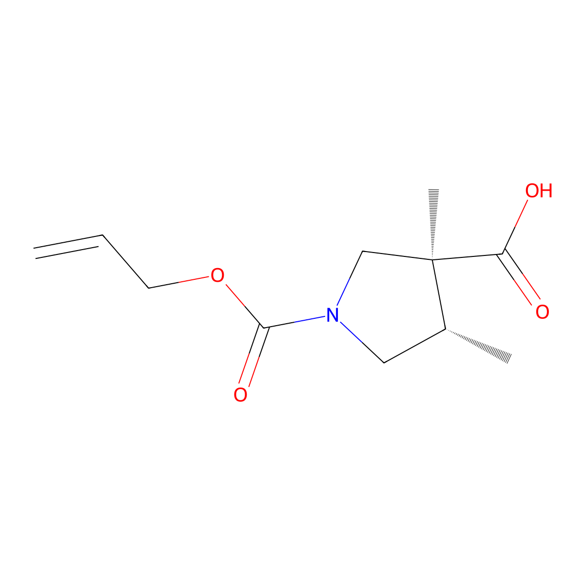 rac-(3R,4R)-3,4-dimethyl-1-[(prop-2-en-1-yloxy)carbonyl]pyrrolidine-3-carboxylic acid molecular structure, CAS 2679825-95-5