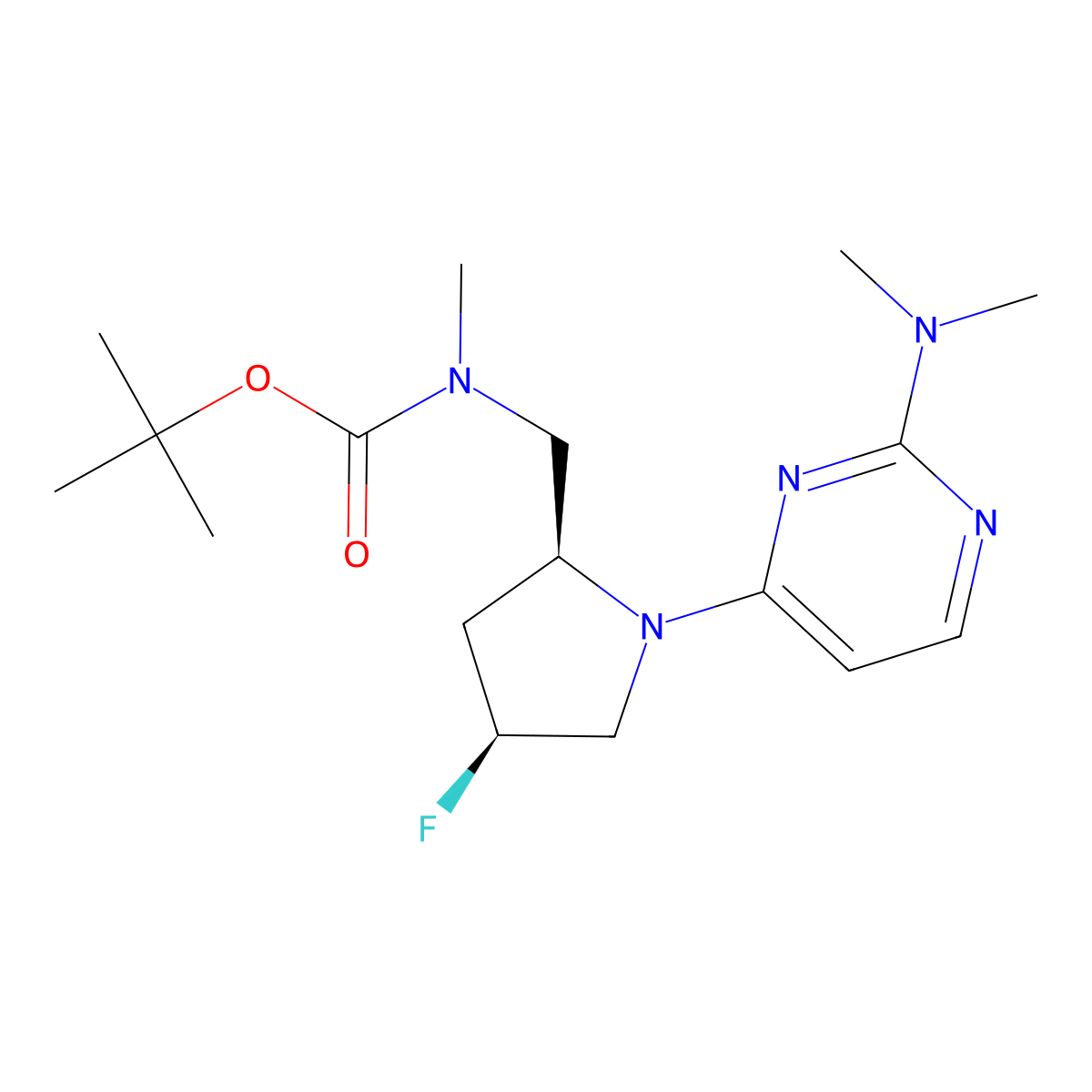 tert-butyl N-{[(2S,4S)-1-[2-(dimethylamino)pyrimidin-4-yl]-4-fluoropyrrolidin-2-yl]methyl}-N-methylcarbamate molecular structure, CAS 2679826-04-9