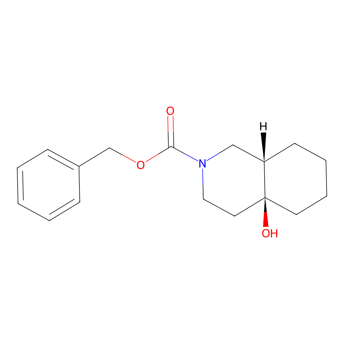 rac-benzyl (4aR,8aR)-4a-hydroxy-decahydroisoquinoline-2-carboxylate molecular structure, CAS 2679826-11-8