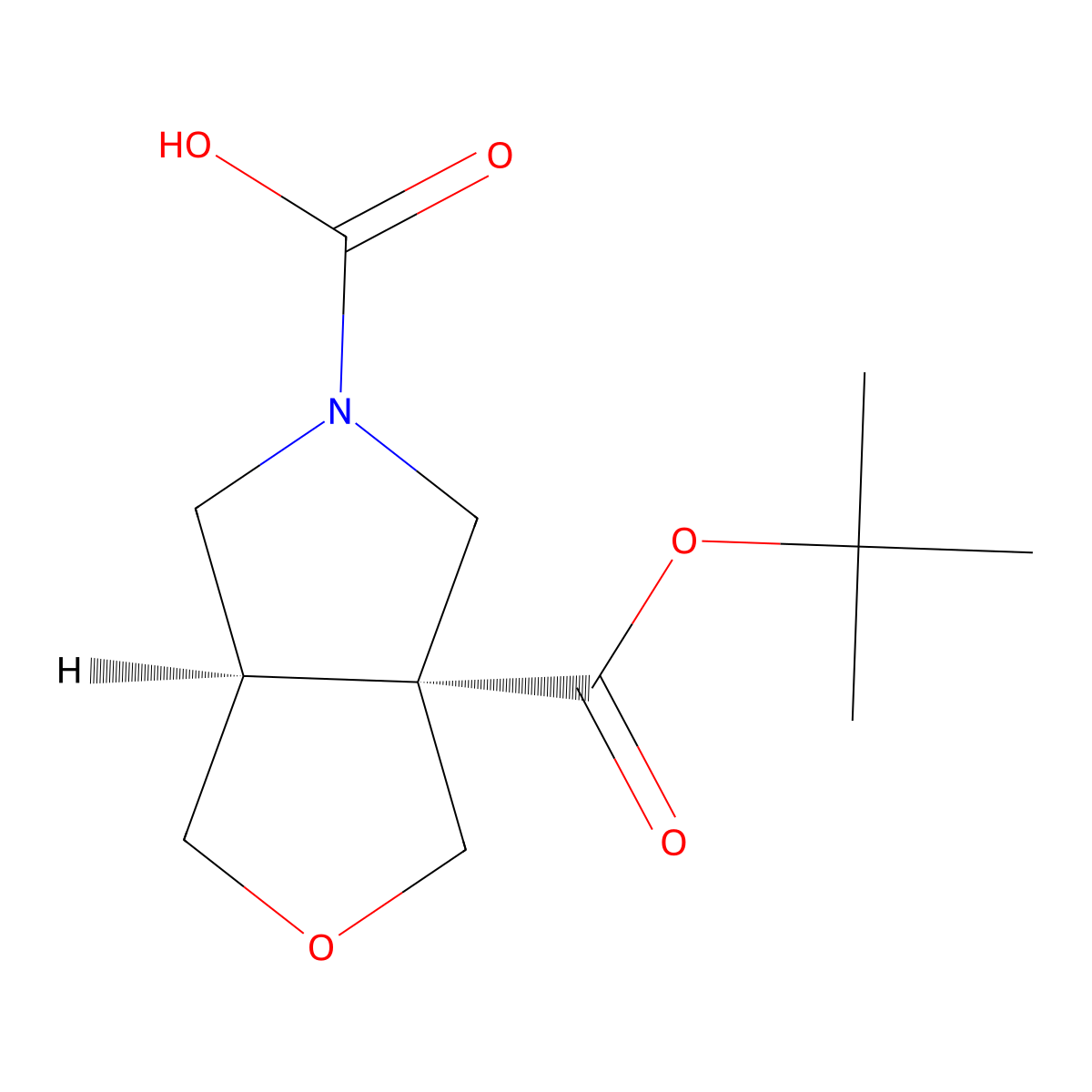 rac-(3aR,6aR)-3a-[(tert-butoxy)carbonyl]-hexahydro-1H-furo[3,4-c]pyrrole-5-carboxylic acid molecular structure, CAS 2679826-16-3