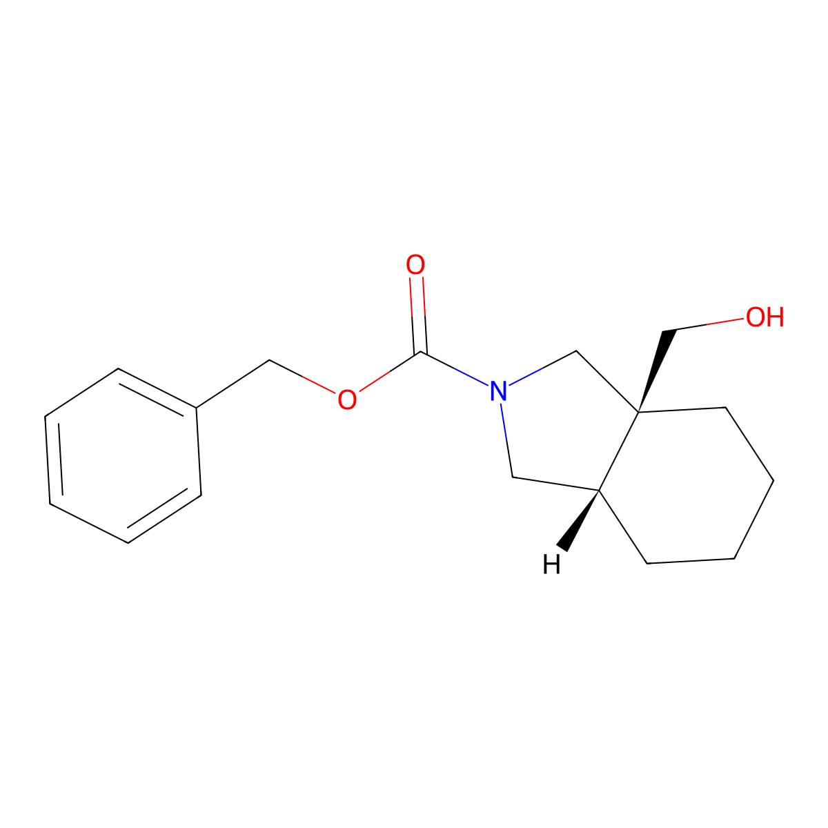 rac-benzyl (3aR,7aR)-3a-(hydroxymethyl)-octahydro-1H-isoindole-2-carboxylate molecular structure, CAS 2679826-19-6