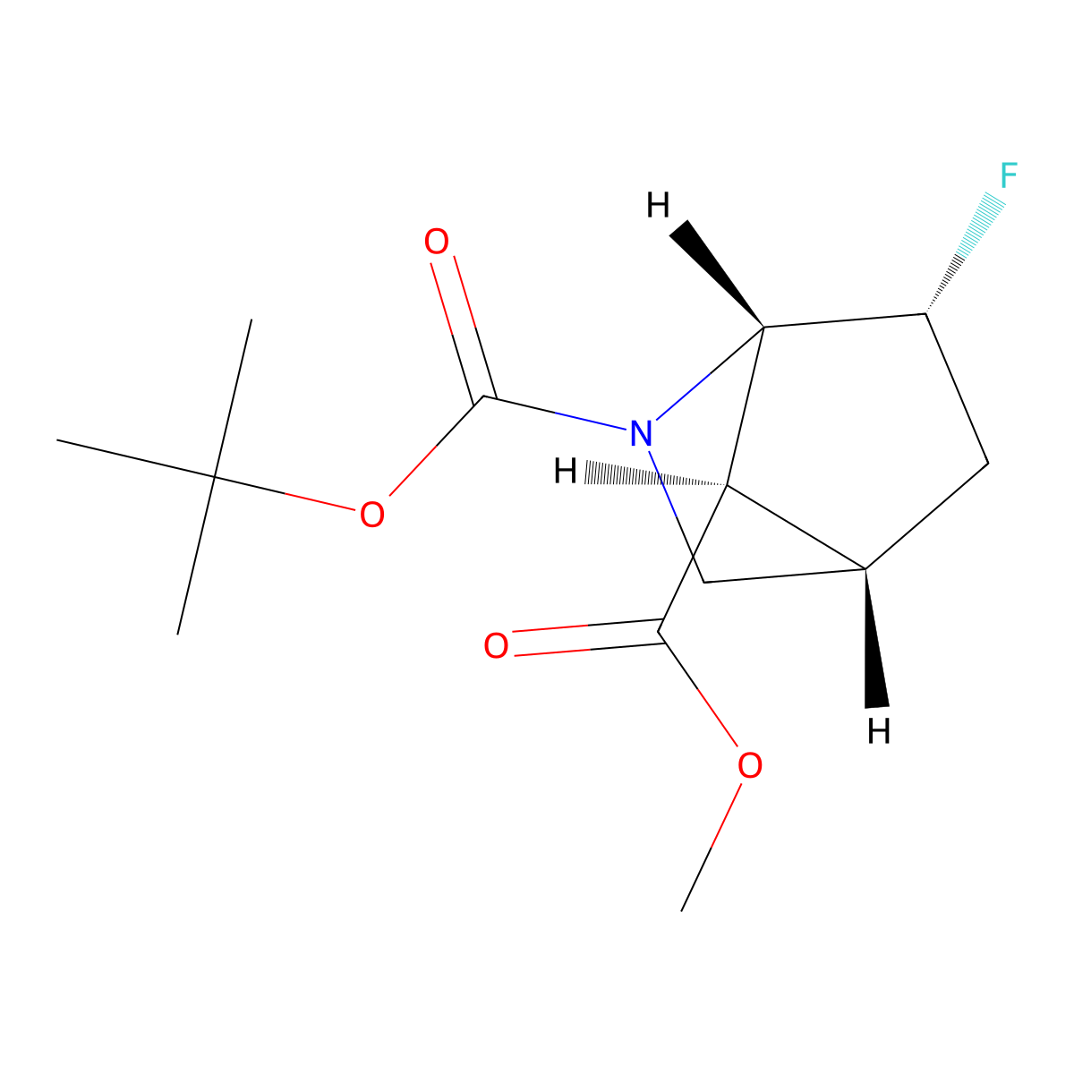 rac-2-tert-butyl 7-methyl (1R,4R,6S,7S)-6-fluoro-2-azabicyclo[2.2.1]heptane-2,7-dicarboxylate molecular structure, CAS 2679826-21-0