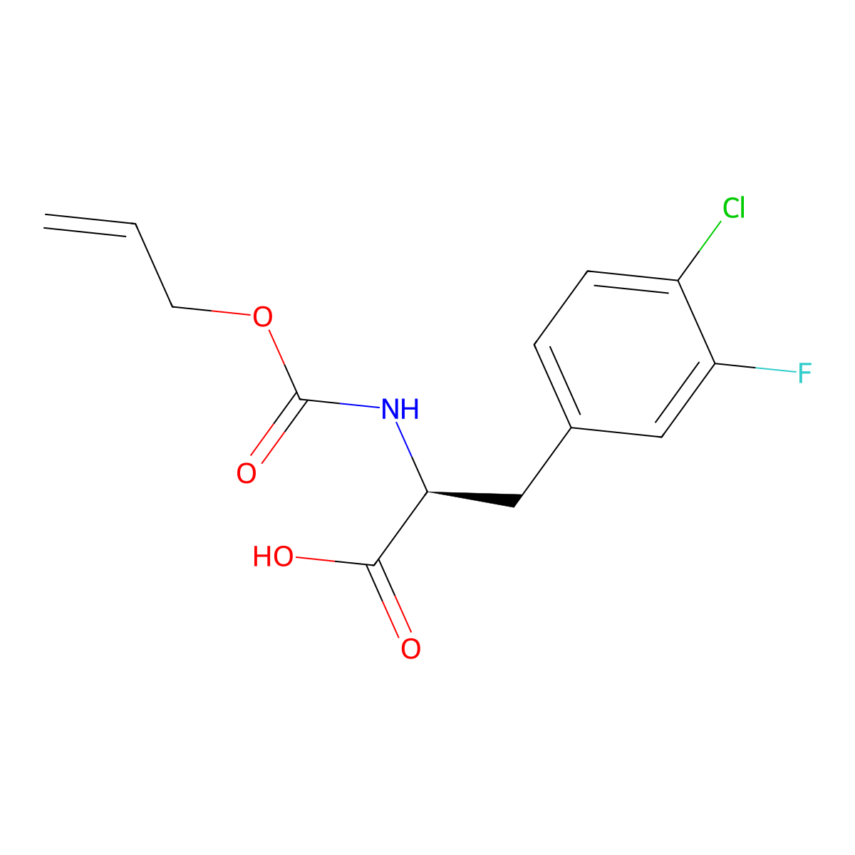 (2S)-3-(4-chloro-3-fluorophenyl)-2-{[(prop-2-en-1-yloxy)carbonyl]amino}propanoic acid molecular structure, CAS 2679826-25-4