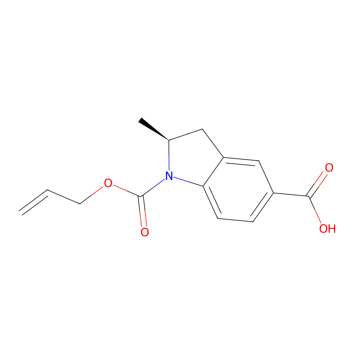 (2S)-2-methyl-1-[(prop-2-en-1-yloxy)carbonyl]-2,3-dihydro-1H-indole-5-carboxylic acid molecular structure, CAS 2679826-27-6