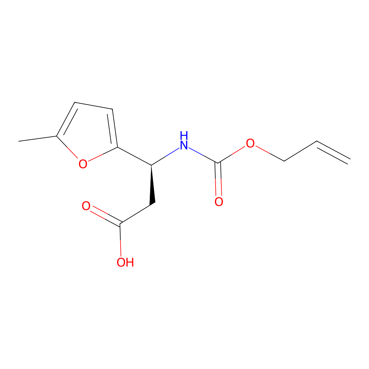 (3S)-3-(5-methylfuran-2-yl)-3-{[(prop-2-en-1-yloxy)carbonyl]amino}propanoic acid molecular structure, CAS 2679826-37-8