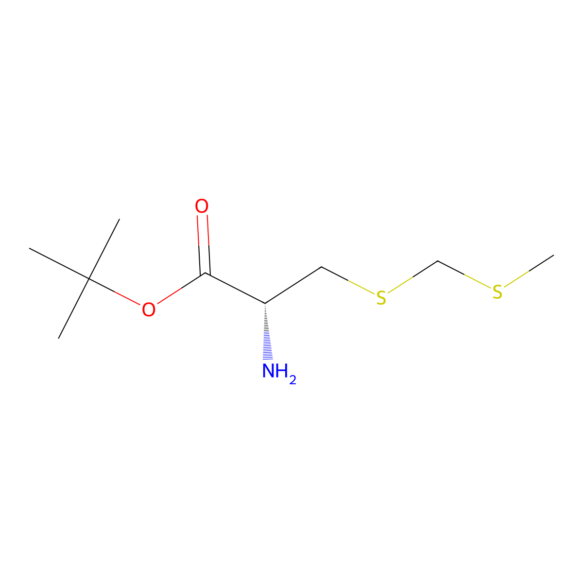 tert-butyl (2R)-2-amino-3-{[(methylsulfanyl)methyl]sulfanyl}propanoate molecular structure, CAS 2679826-43-6