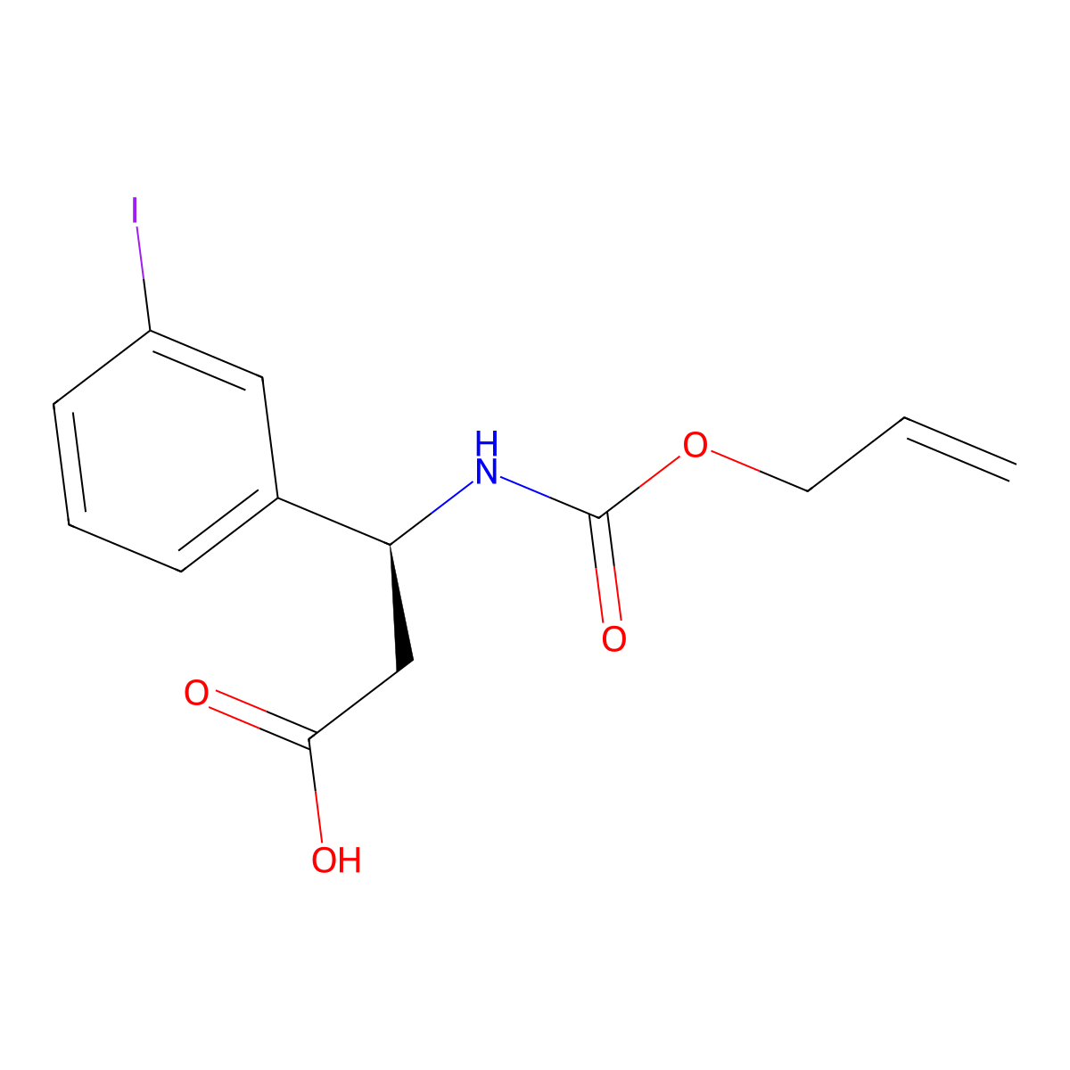 (3S)-3-(3-iodophenyl)-3-{[(prop-2-en-1-yloxy)carbonyl]amino}propanoic acid molecular structure, CAS 2679826-50-5