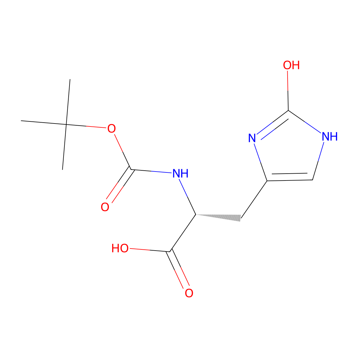 (2R)-2-{[(tert-butoxy)carbonyl]amino}-3-(2-hydroxy-1H-imidazol-4-yl)propanoic acid molecular structure, CAS 2679826-63-0