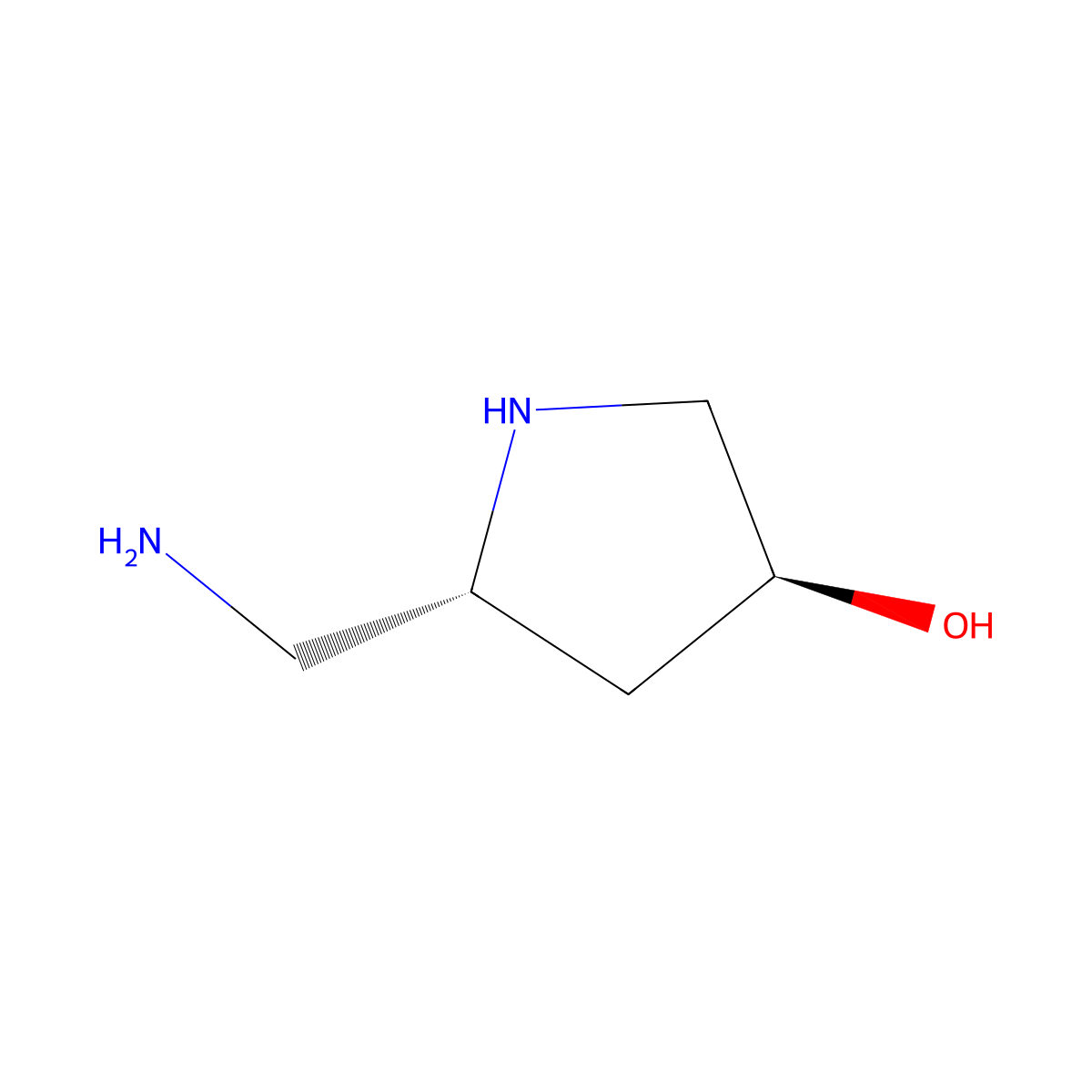 (3S,5R)-5-(aminomethyl)pyrrolidin-3-ol molecular structure, CAS 2679826-69-6