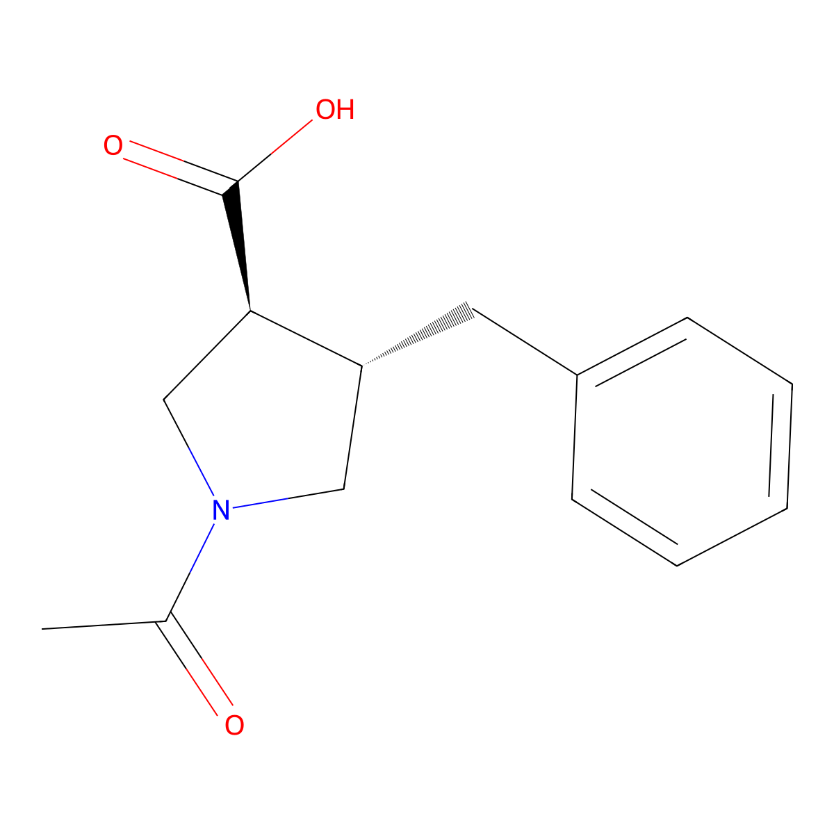 rac-(3R,4R)-1-acetyl-4-benzylpyrrolidine-3-carboxylic acid molecular structure, CAS 2679826-71-0