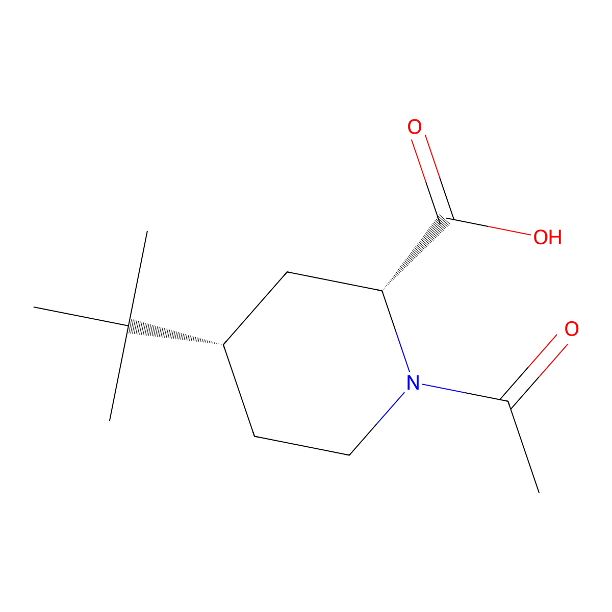 rac-(2R,4S)-1-acetyl-4-tert-butylpiperidine-2-carboxylic acid molecular structure, CAS 2679826-72-1