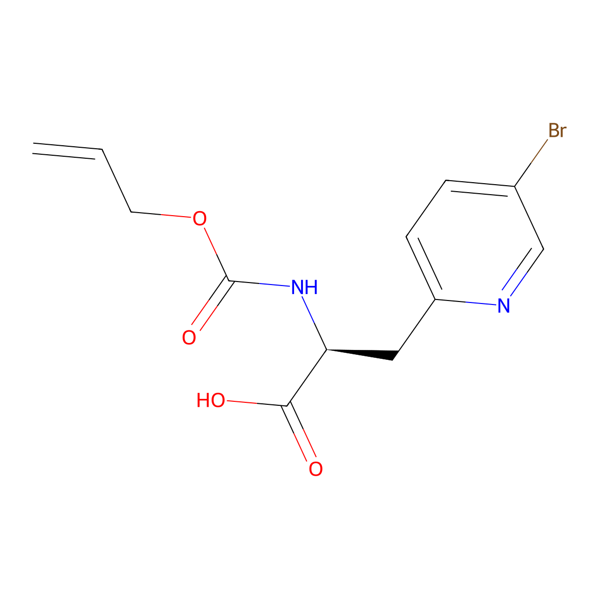 (2S)-3-(5-bromopyridin-2-yl)-2-{[(prop-2-en-1-yloxy)carbonyl]amino}propanoic acid molecular structure, CAS 2679826-73-2