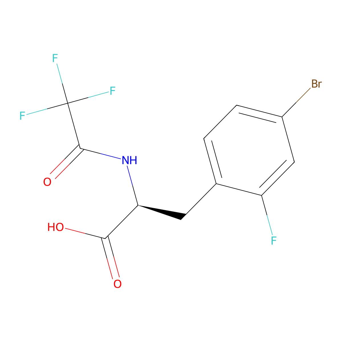 (2S)-3-(4-bromo-2-fluorophenyl)-2-(2,2,2-trifluoroacetamido)propanoic acid molecular structure, CAS 2679826-76-5