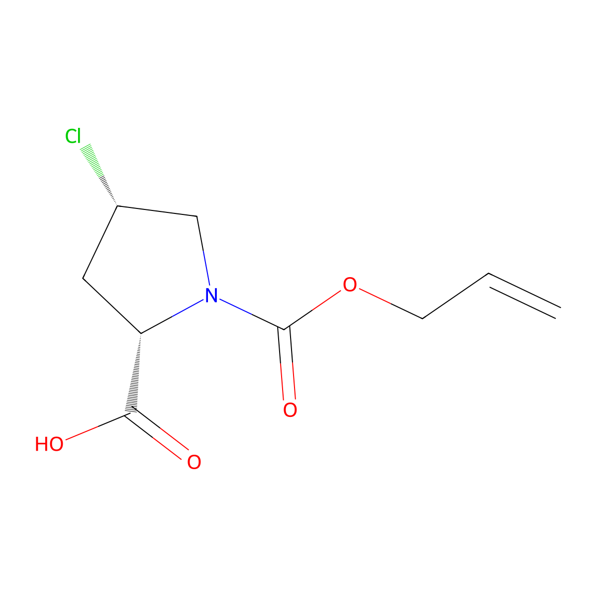 (2S,4S)-4-chloro-1-[(prop-2-en-1-yloxy)carbonyl]pyrrolidine-2-carboxylic acid molecular structure, CAS 2679826-78-7