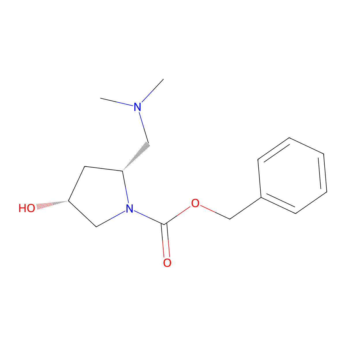 benzyl (2R,4R)-2-[(dimethylamino)methyl]-4-hydroxypyrrolidine-1-carboxylate molecular structure, CAS 2679826-89-0
