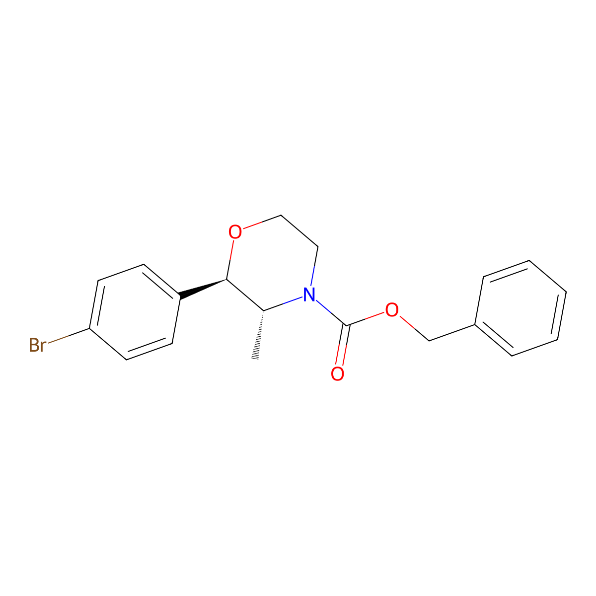 rac-benzyl (2R,3R)-2-(4-bromophenyl)-3-methylmorpholine-4-carboxylate molecular structure, CAS 2679826-92-5