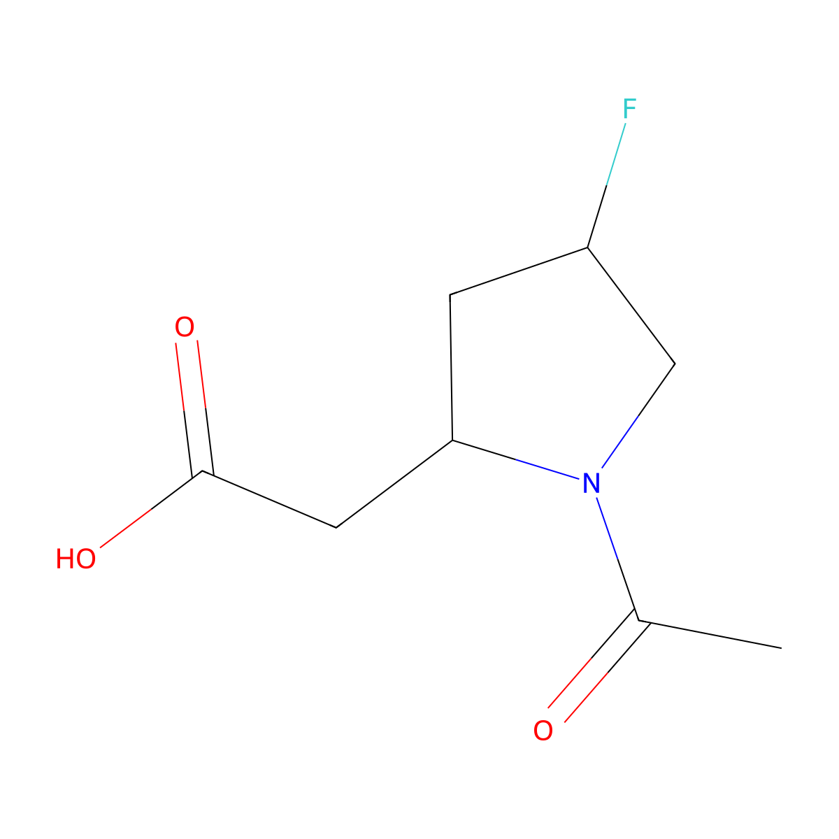 2-[(2R,4R)-1-acetyl-4-fluoropyrrolidin-2-yl]acetic acid molecular structure, CAS 2679826-97-0
