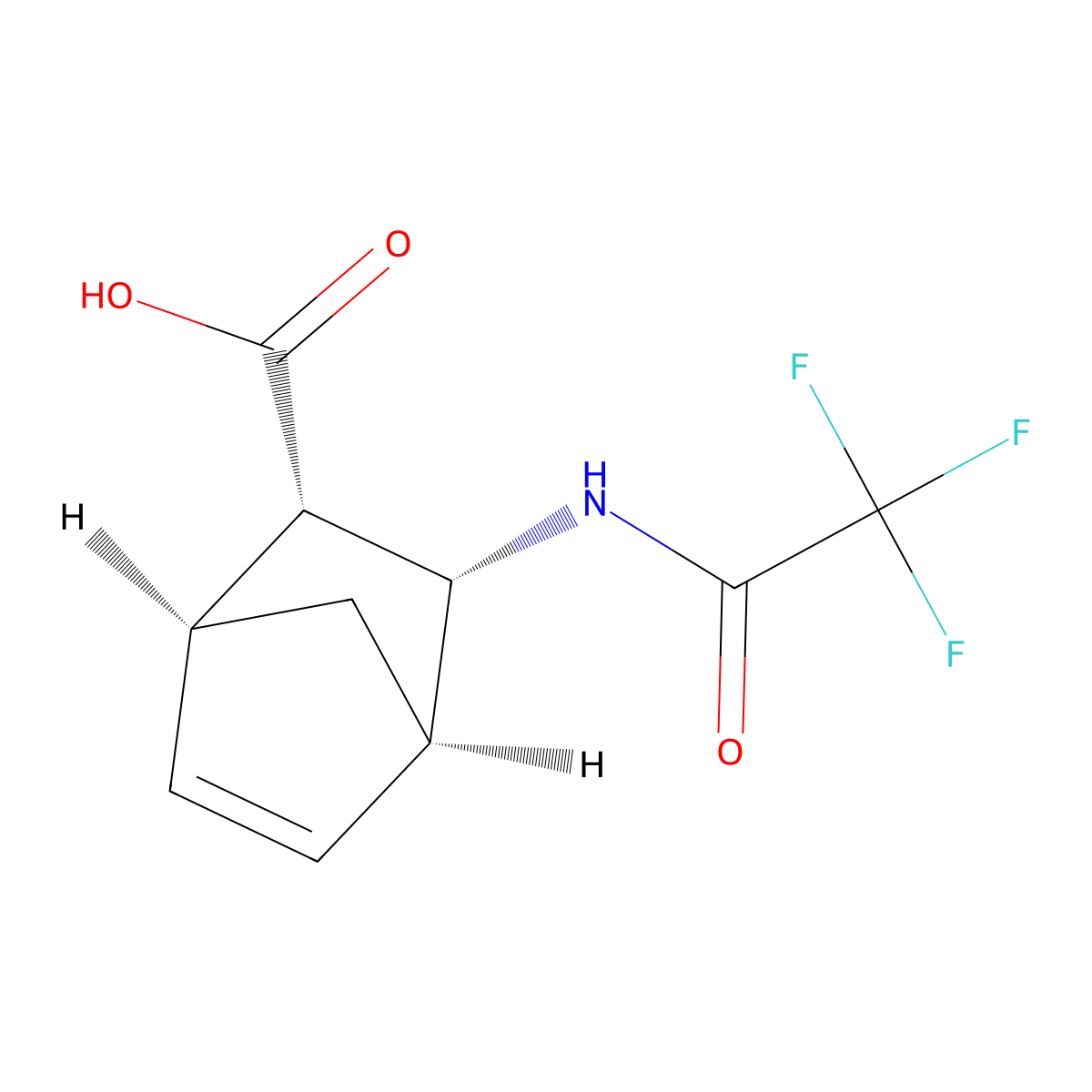 rac-(1R,2R,3S,4S)-3-(2,2,2-trifluoroacetamido)bicyclo[2.2.1]hept-5-ene-2-carboxylic acid molecular structure, CAS 2679827-03-1
