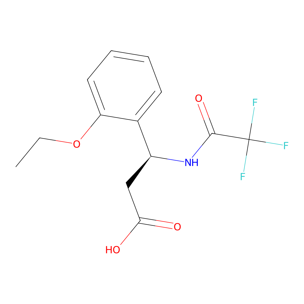 (3S)-3-(2-ethoxyphenyl)-3-(2,2,2-trifluoroacetamido)propanoic acid molecular structure, CAS 2679827-11-1