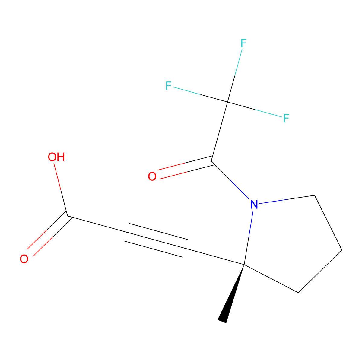 3-[(2R)-2-methyl-1-(2,2,2-trifluoroacetyl)pyrrolidin-2-yl]prop-2-ynoic acid molecular structure, CAS 2679827-12-2