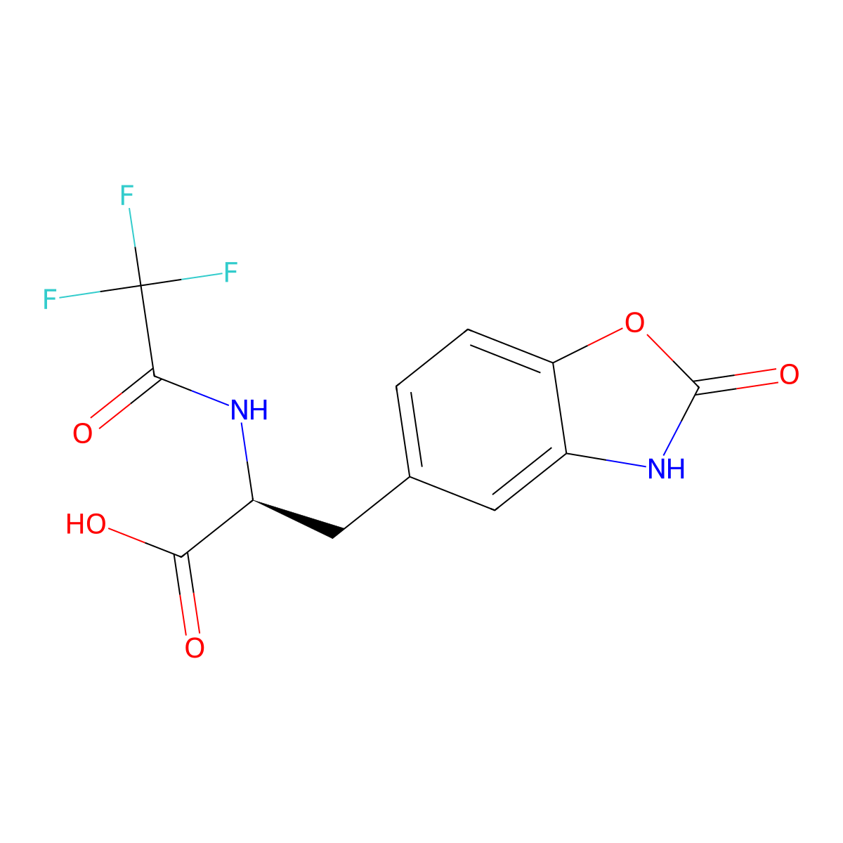 (2S)-3-(2-oxo-2,3-dihydro-1,3-benzoxazol-5-yl)-2-(2,2,2-trifluoroacetamido)propanoic acid molecular structure, CAS 2679827-17-7