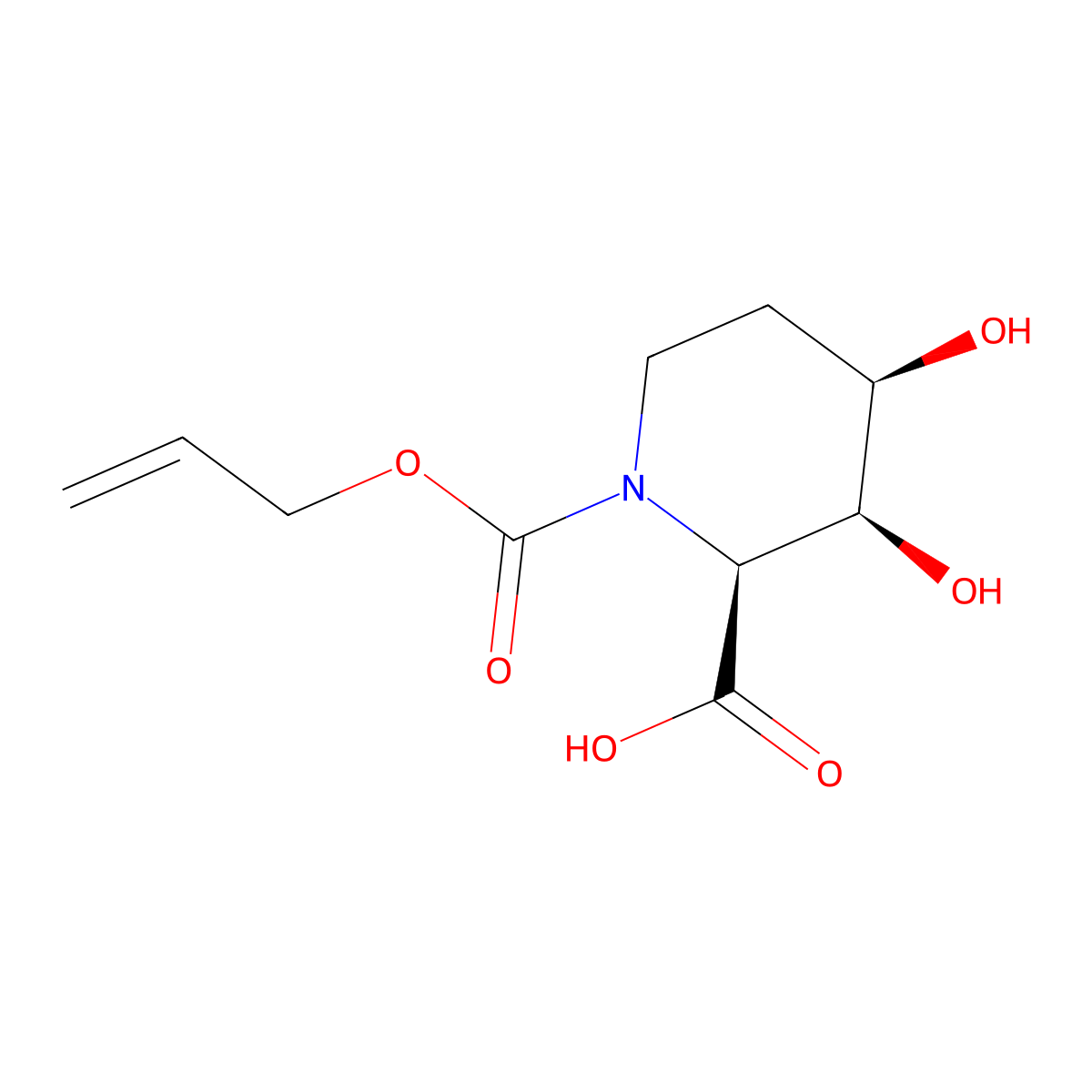 rac-(2R,3R,4S)-3,4-dihydroxy-1-[(prop-2-en-1-yloxy)carbonyl]piperidine-2-carboxylic acid molecular structure, CAS 2679827-18-8