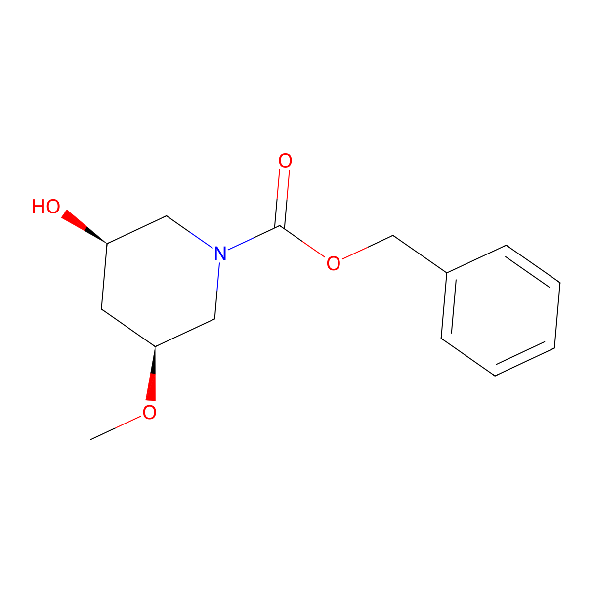 benzyl (3R,5S)-3-hydroxy-5-methoxypiperidine-1-carboxylate molecular structure, CAS 2679827-20-2