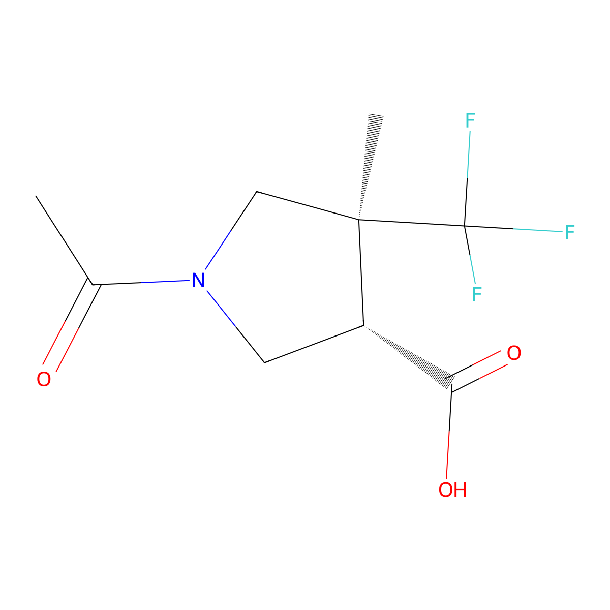 rac-(3R,4R)-1-acetyl-4-methyl-4-(trifluoromethyl)pyrrolidine-3-carboxylic acid molecular structure, CAS 2679827-22-4