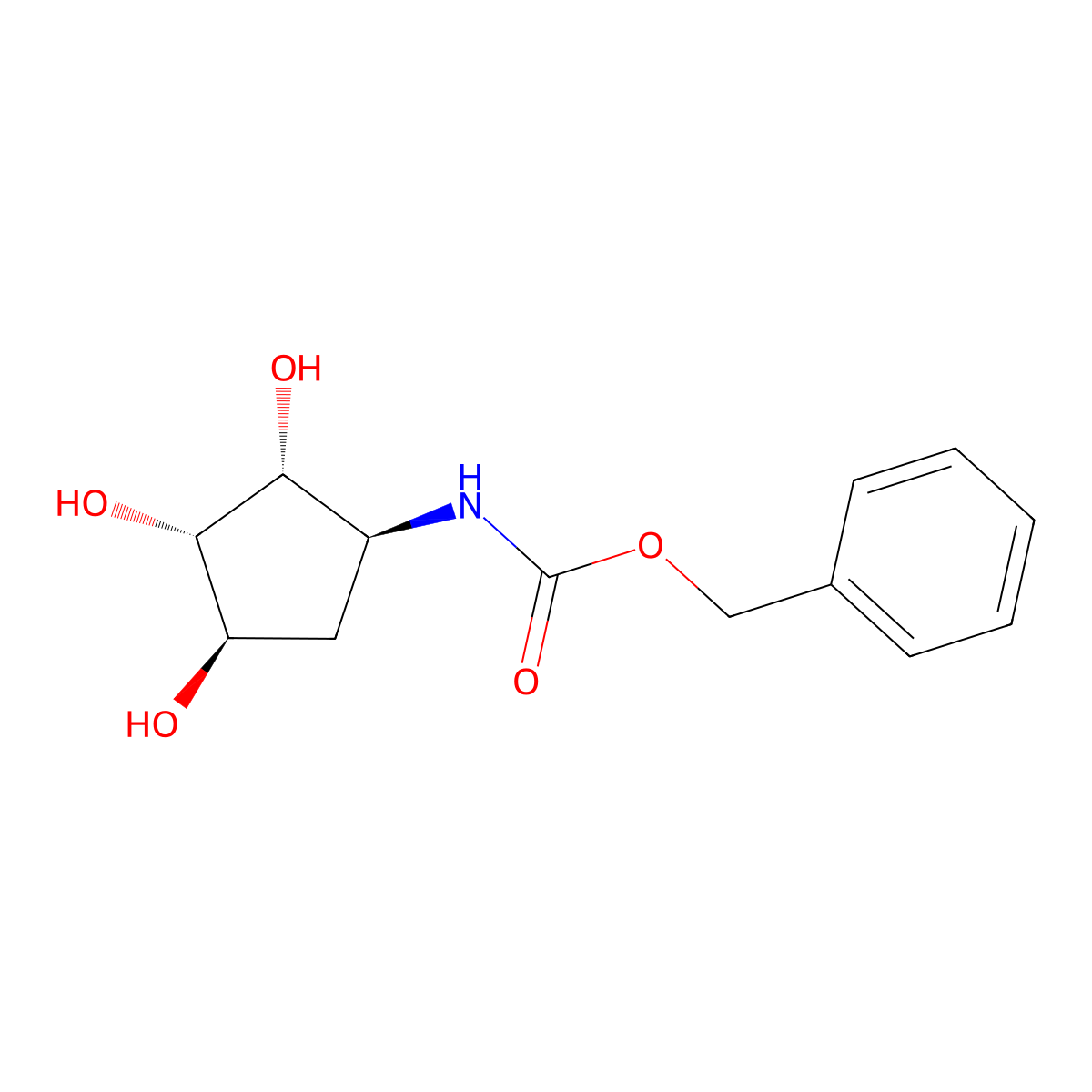 rac-benzyl N-[(1R,2S,3R,4S)-2,3,4-trihydroxycyclopentyl]carbamate molecular structure, CAS 2679827-23-5