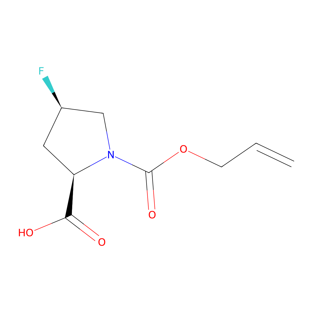 (2R,4R)-4-fluoro-1-[(prop-2-en-1-yloxy)carbonyl]pyrrolidine-2-carboxylic acid molecular structure, CAS 2679827-24-6