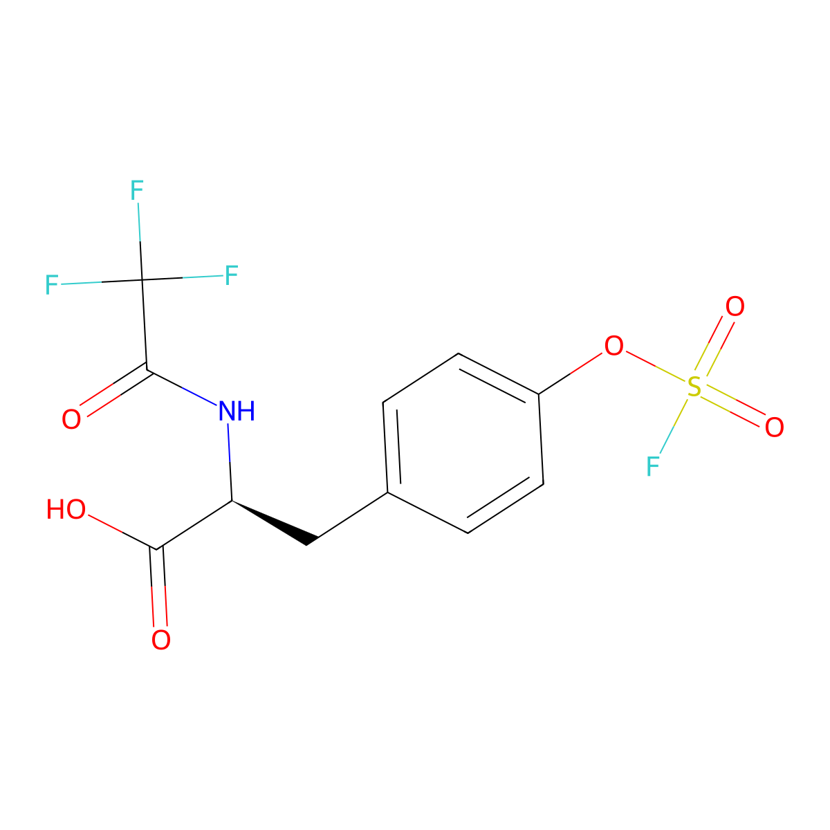 (2S)-3-{4-[(fluorosulfonyl)oxy]phenyl}-2-(2,2,2-trifluoroacetamido)propanoic acid molecular structure, CAS 2679827-33-7