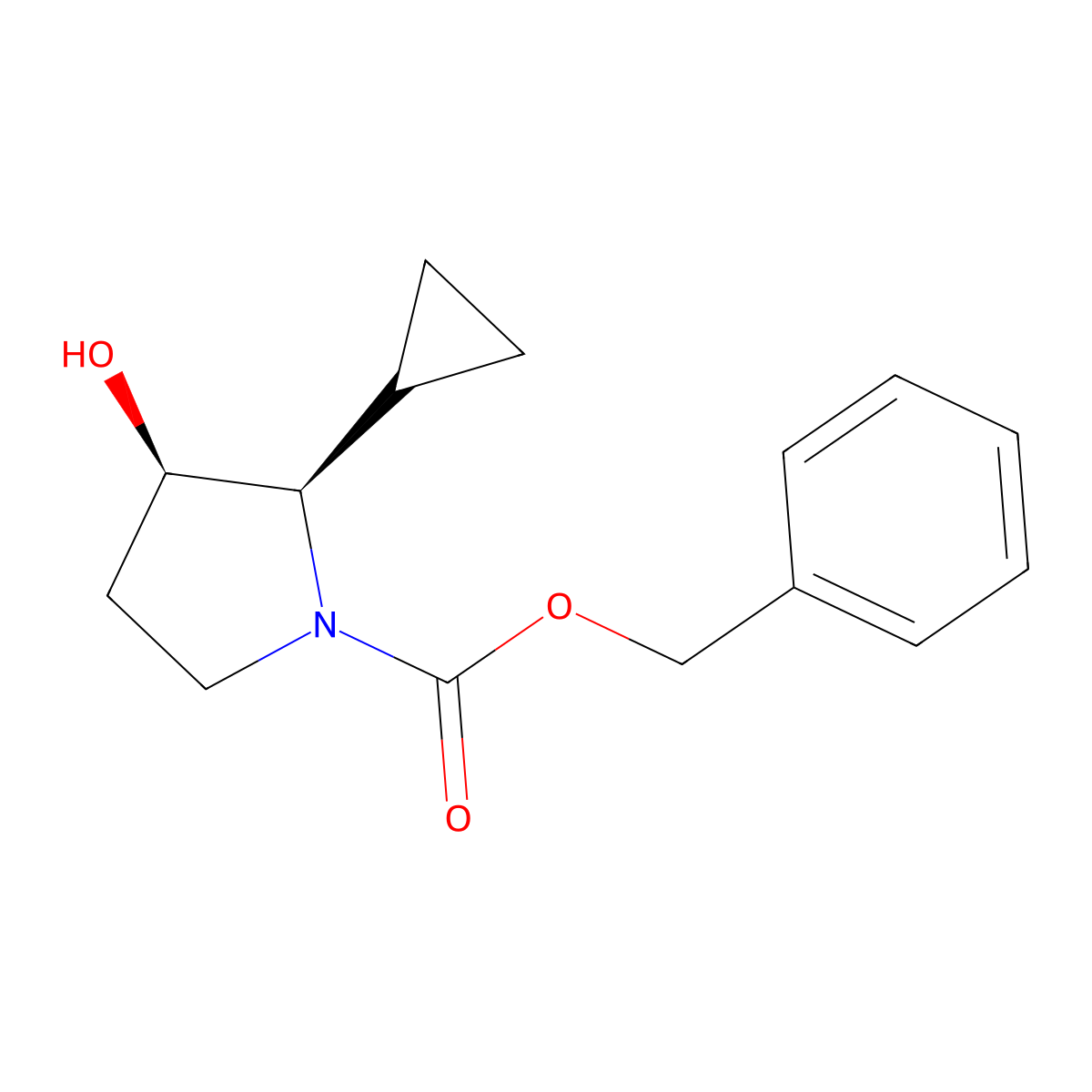rac-benzyl (2R,3R)-2-cyclopropyl-3-hydroxypyrrolidine-1-carboxylate molecular structure, CAS 2679827-84-8