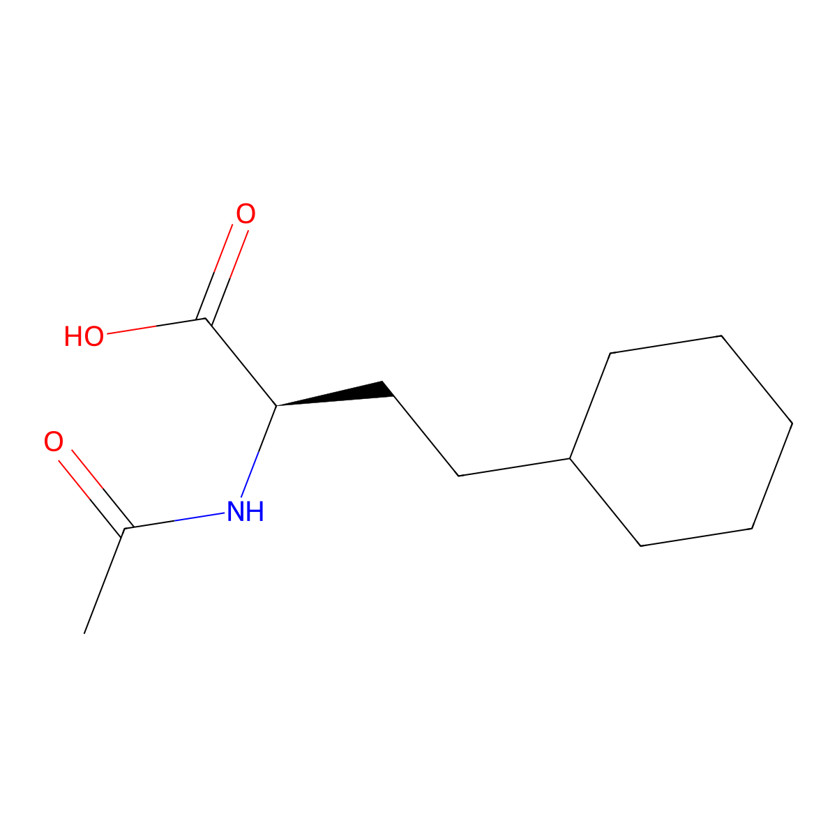 (2R)-4-cyclohexyl-2-acetamidobutanoic acid molecular structure, CAS 2679827-90-6