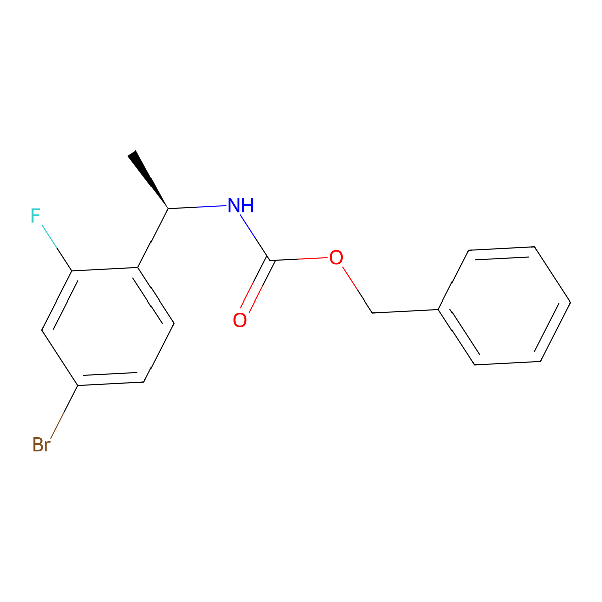 benzyl N-[(1R)-1-(4-bromo-2-fluorophenyl)ethyl]carbamate molecular structure, CAS 2679827-97-3