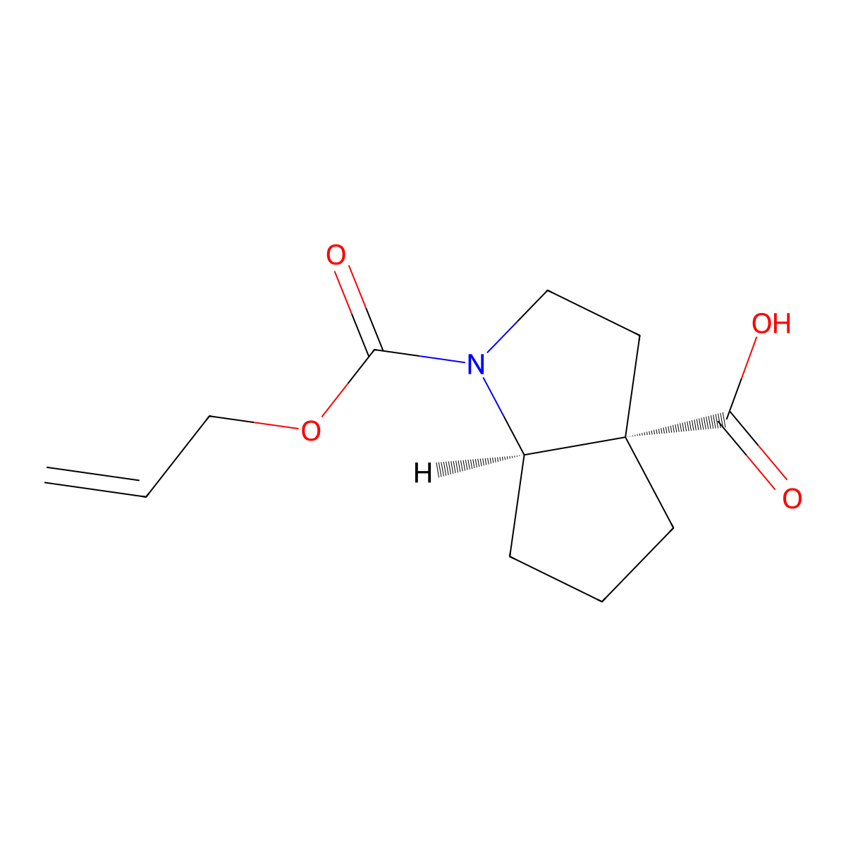 rac-(3aR,6aS)-1-[(prop-2-en-1-yloxy)carbonyl]-octahydrocyclopenta[b]pyrrole-3a-carboxylic acid molecular structure, CAS 2679828-00-1