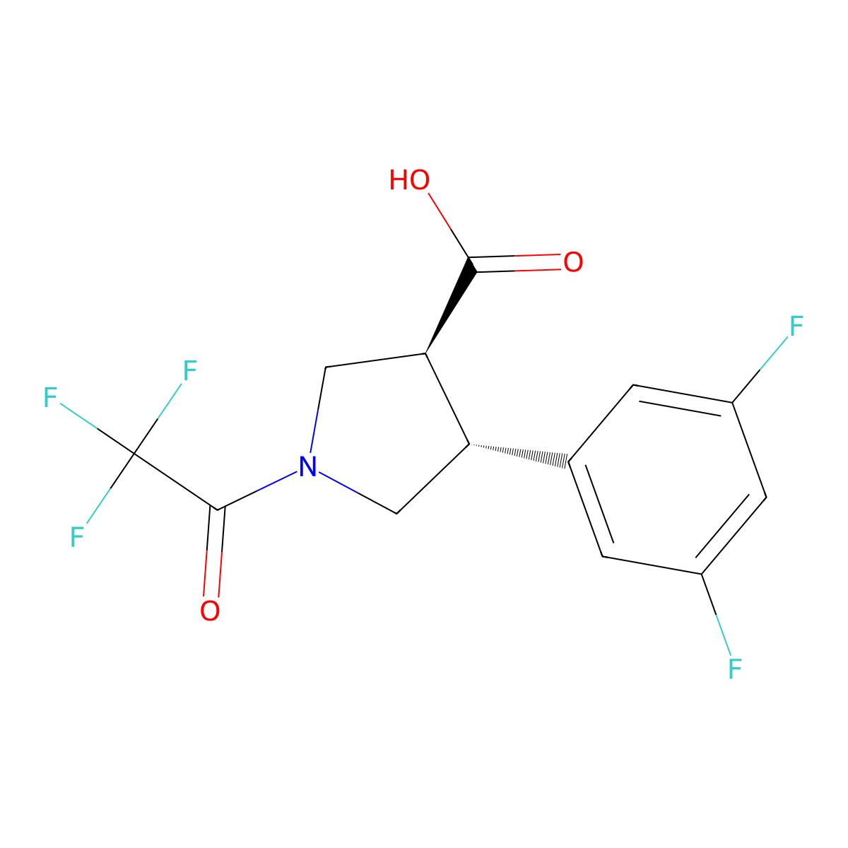 rac-(3R,4S)-4-(3,5-difluorophenyl)-1-(2,2,2-trifluoroacetyl)pyrrolidine-3-carboxylic acid molecular structure, CAS 2679828-09-0