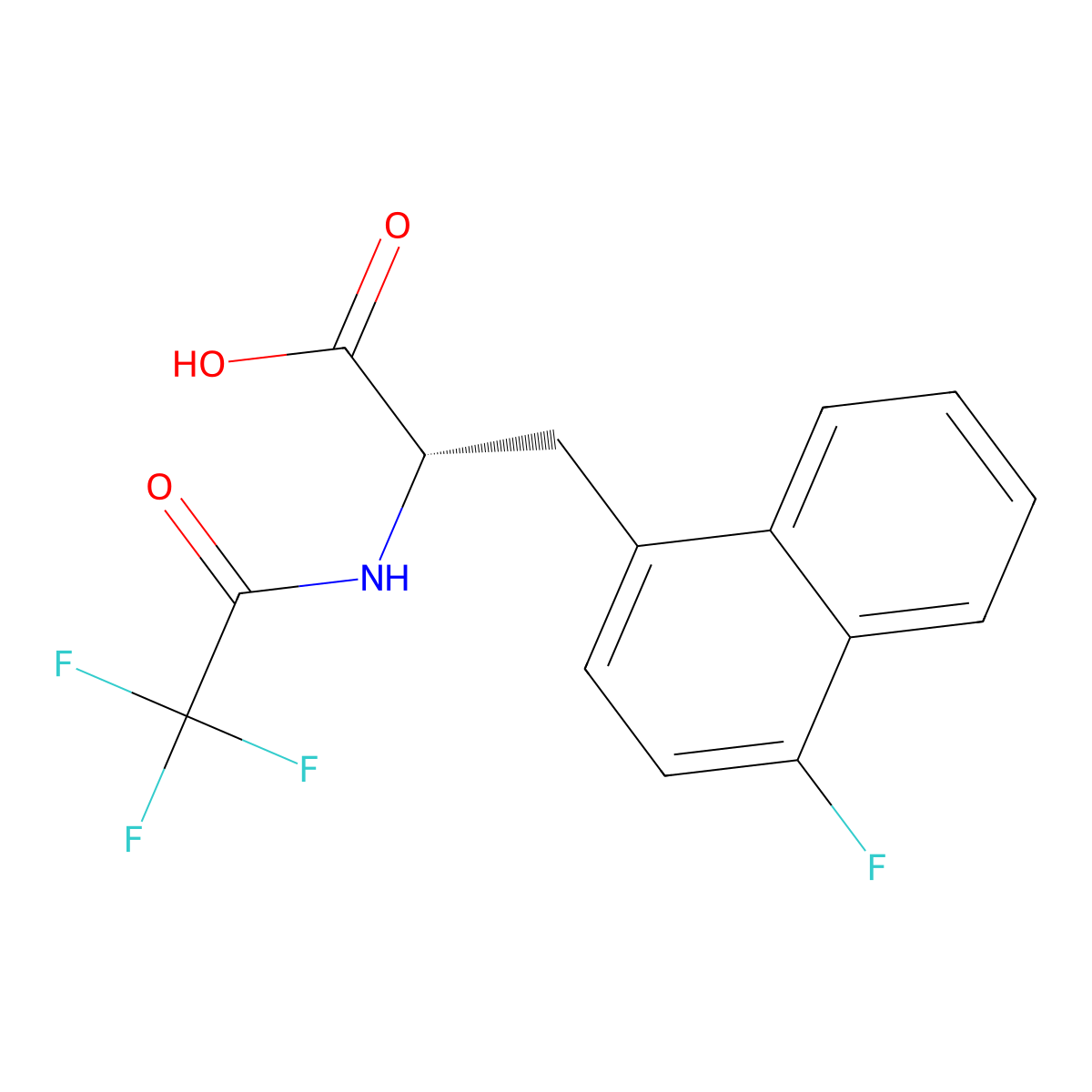(2S)-3-(4-fluoronaphthalen-1-yl)-2-(2,2,2-trifluoroacetamido)propanoic acid molecular structure, CAS 2679828-15-8