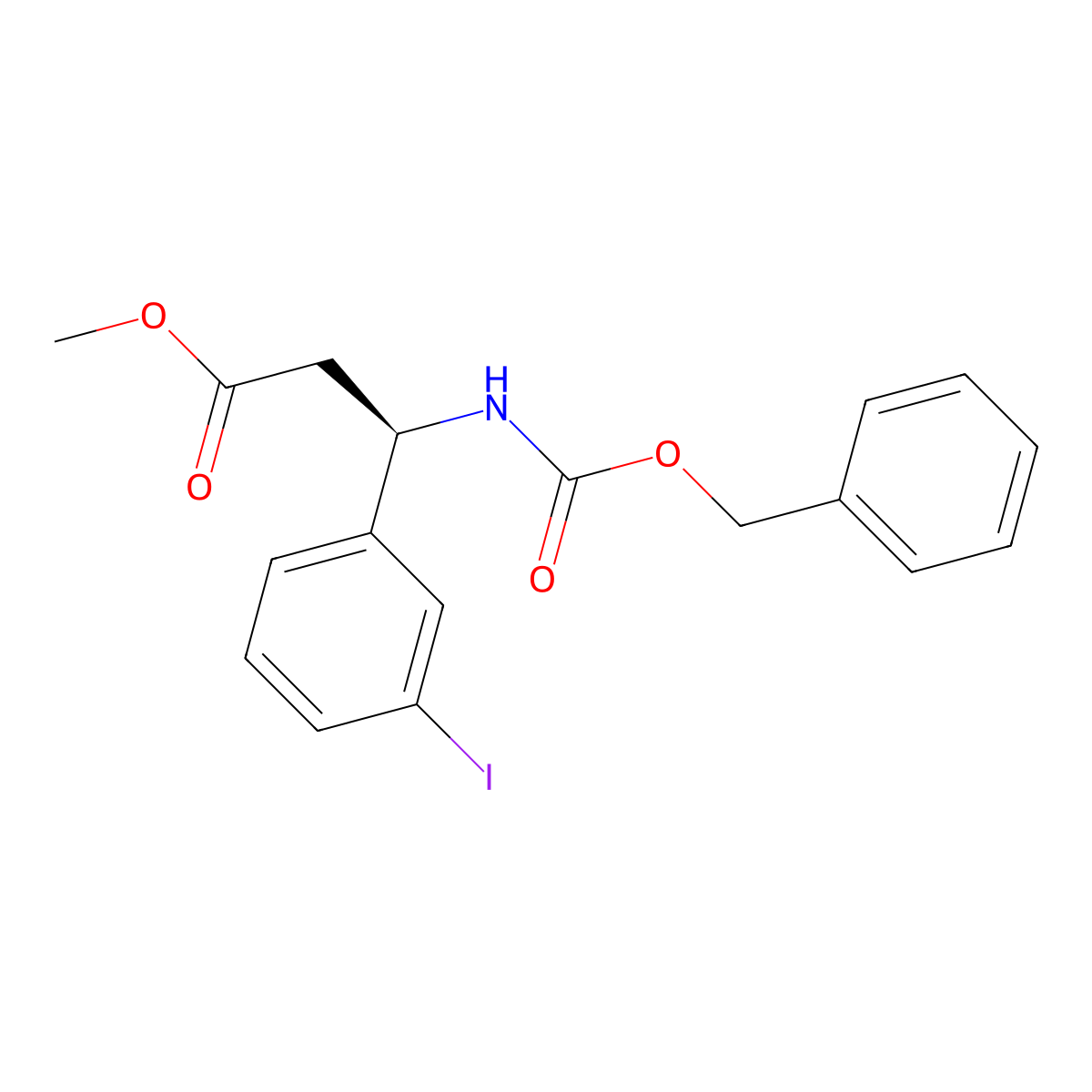 methyl (3R)-3-{[(benzyloxy)carbonyl]amino}-3-(3-iodophenyl)propanoate molecular structure, CAS 2679828-30-7