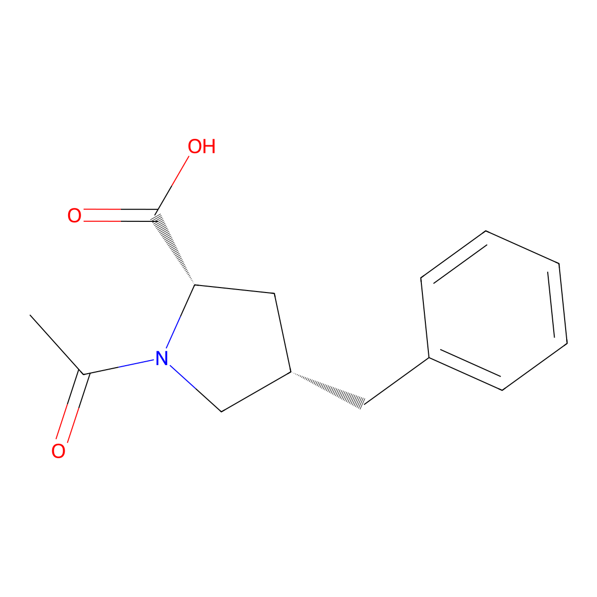 rac-(2R,4R)-1-acetyl-4-benzylpyrrolidine-2-carboxylic acid molecular structure, CAS 2679828-32-9
