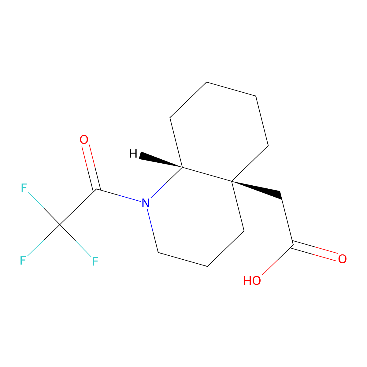 rac-2-[(4aR,8aR)-1-(2,2,2-trifluoroacetyl)-decahydroquinolin-4a-yl]acetic acid molecular structure, CAS 2679828-36-3
