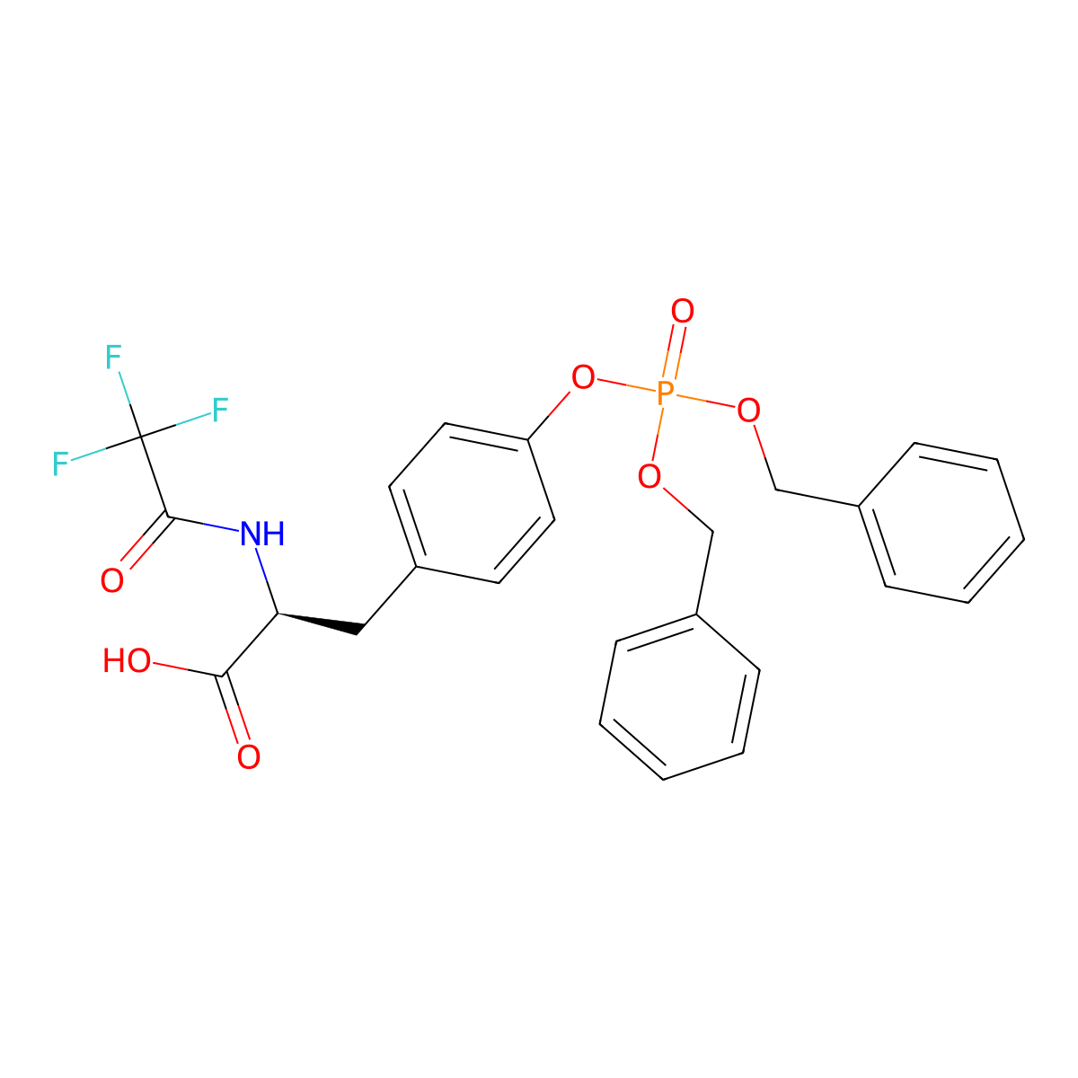 (2S)-3-(4-{[bis(benzyloxy)phosphoryl]oxy}phenyl)-2-(2,2,2-trifluoroacetamido)propanoic acid molecular structure, CAS 2679828-38-5