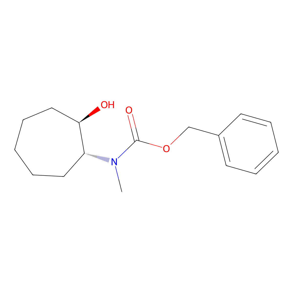 rac-benzyl N-[(1R,2R)-2-hydroxycycloheptyl]-N-methylcarbamate molecular structure, CAS 2679828-39-6